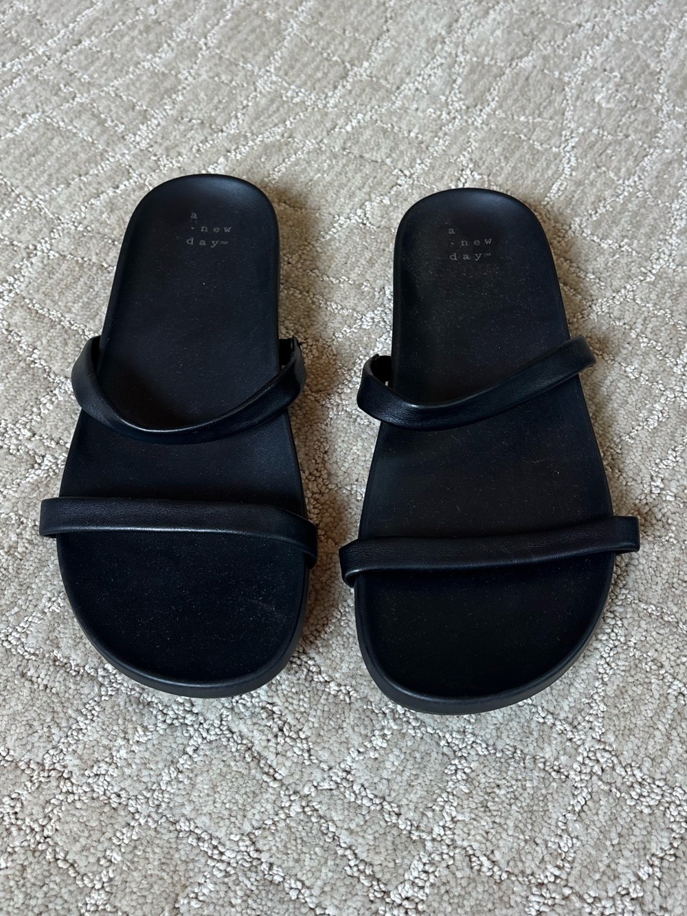 a new day Black Double-Strap Slide Sandals